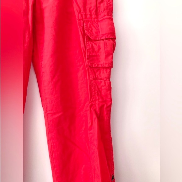 ❗️CLEAROUT❗️OLD NAVY coral roll-up convertible hem cargo LINEN-blend PANTS - Picture 3 of 7